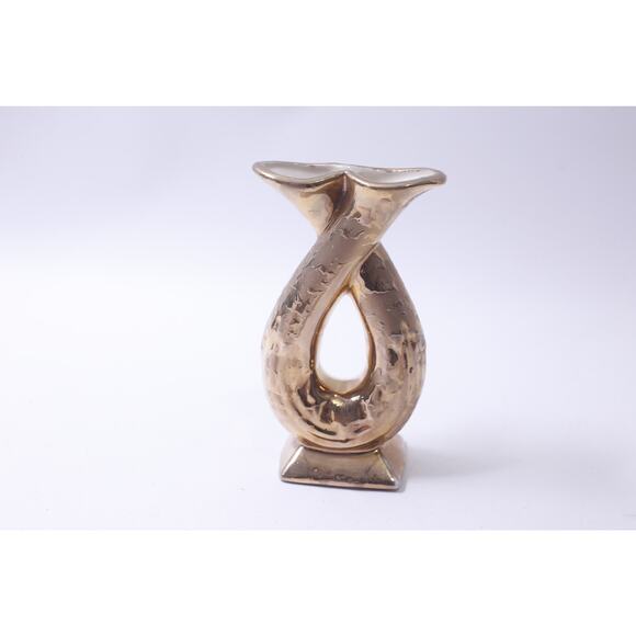 1950s, Savoy, Gold Plated, Vase, Curved, Double-horned, ~ 250407-WH 160 - Picture 2 of 3